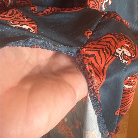 DRESSED IN LALA Tiger Oversized Button-Up Satin Shirt Size Small - Picture 14 of 16